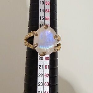 Moonstone sterling silver band with gold overlay sz. 8.5